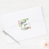 Rosa Blume Script Danke Personalisierte Hochzeit Quadratischer Aufkleber (Umschlag)