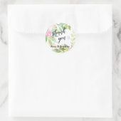 Rosa Blume Script Danke Personalisierte Hochzeit Runder Aufkleber (Tasche)
