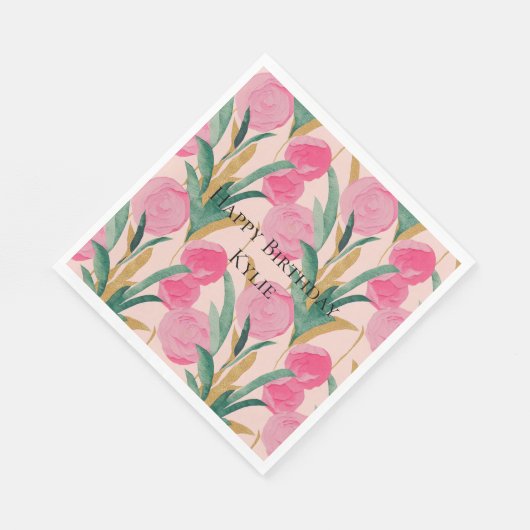 Rosa Blume Serviette (Ecke)