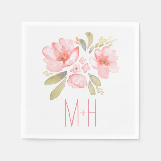 Rosa Blume Serviette (Vorderseite)