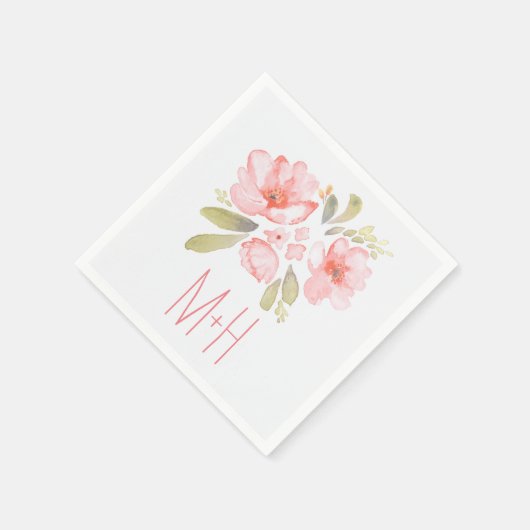 Rosa Blume Serviette (Ecke)