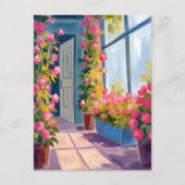 Rosa Blume Shop Rose Blumenbemalung Postkarte (Vorderseite)