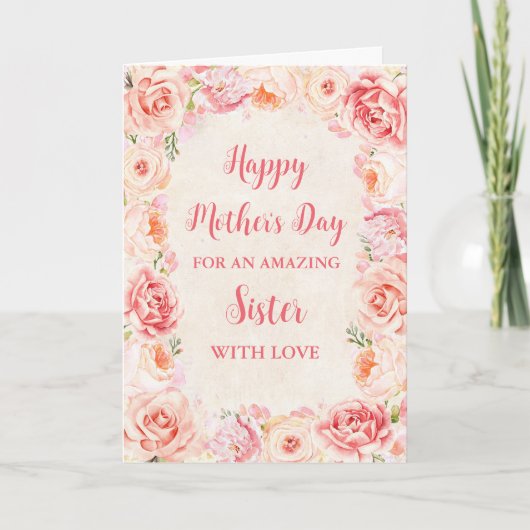 Rosa Blume Sister Happy Mother Day Card Karte (Vorderseite)