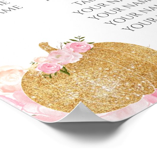 Rosa Blume Sitzkarte Poster (Ecke)