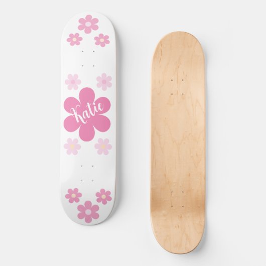 Rosa Blume Skateboard (Vorderseite)