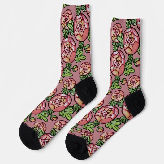 Rosa Blume Socken (Linkes Detail)
