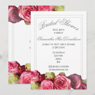 Rosa Blume Sommer Brautparty Einladung