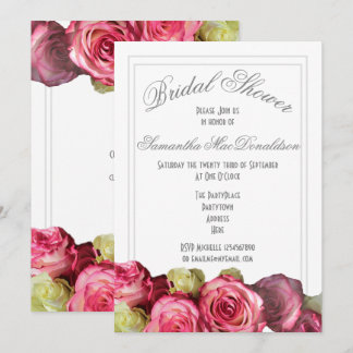 Rosa Blume Sommer Brautparty Einladung