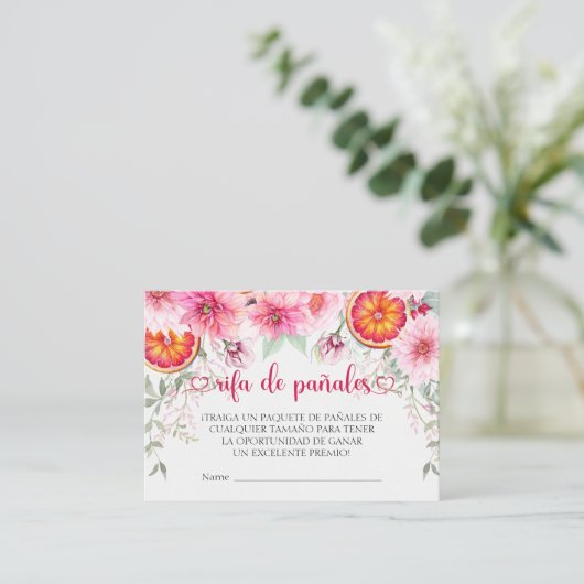 Rosa Blume Spanische Windelwanne Kinderdusche Begleitkarte (Stehend Vorderseite)