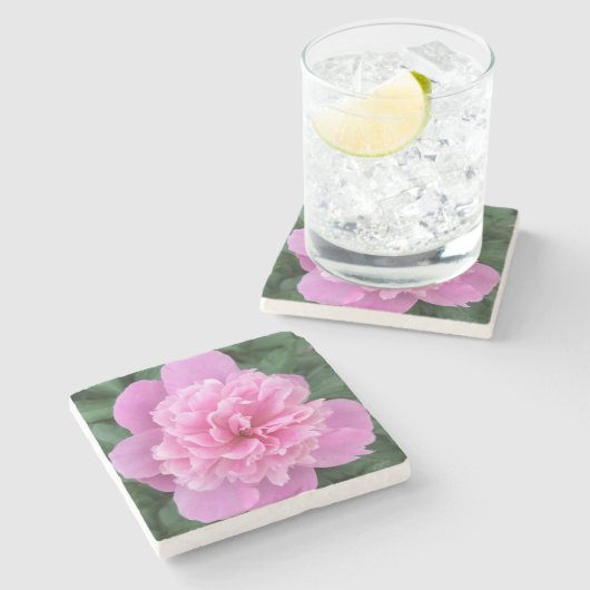 Rosa Blume Steinuntersetzer (Seitenansicht)