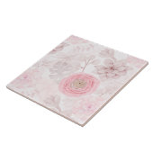 Rosa Blume Sukkulente Illustration Sommermuster Fliese (Seite)