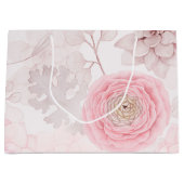 Rosa Blume Sukkulente Illustration Sommermuster Große Geschenktüte (Vorderseite)