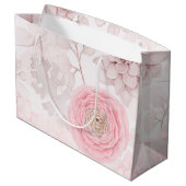 Rosa Blume Sukkulente Illustration Sommermuster Große Geschenktüte (Rückseite Schrägansicht)