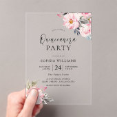 Rosa Blume Sweet Quinceanera Party Acryleinladungen (Insitu (Handheld))