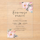 Rosa Blume Sweet Quinceanera Party Acryleinladungen (Vorderseite)