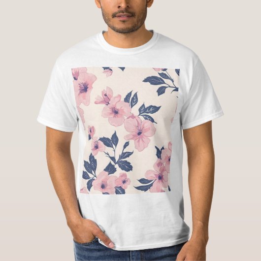 rosa Blume T-Shirt (Vorderseite)