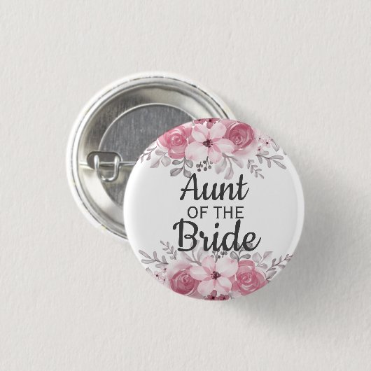 Rosa Blume Tante des Brautknopfes Button (Vorne & Hinten)