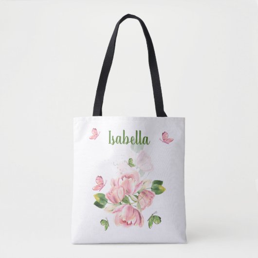 Rosa Blume Tasche (Vorderseite)