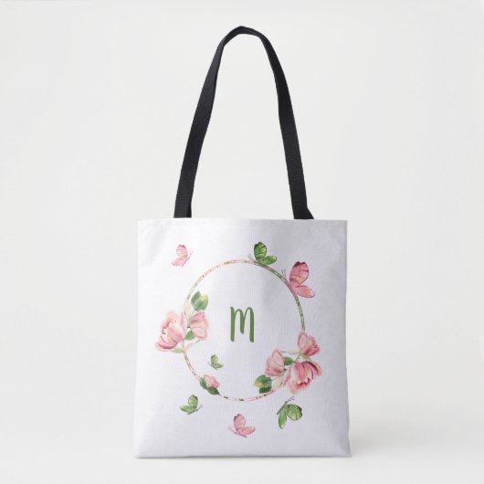 Rosa Blume Tasche (Vorderseite)