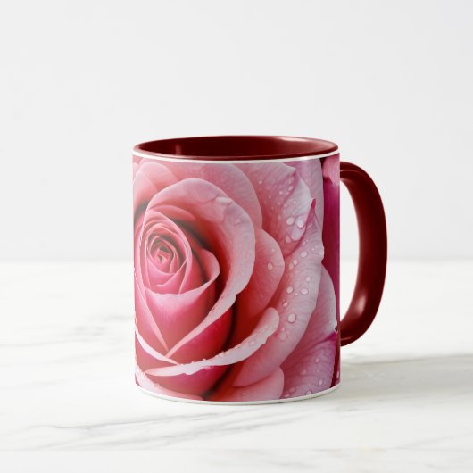 Rosa Blume Tasse (VorderseiteRechts)