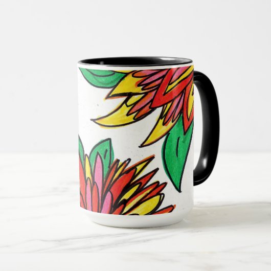 Rosa Blume Tasse (VorderseiteRechts)