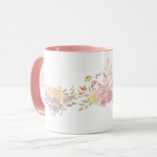 Rosa Blume Tasse (Vorderseite Links)