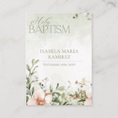 Rosa Blume Taufe Grün Gedenkkarte Visitenkarte (Vorderseite)