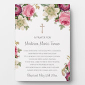 Rosa Blume Taufen Gebet Fotoplatte (Vorderseite)