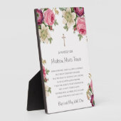 Rosa Blume Taufen Gebet Fotoplatte (Seite)