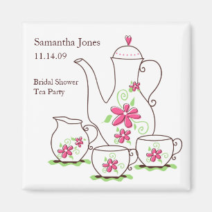 Rosa Blume Tea Set Brautparty Gefallen Magnete Magnet