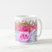 Rosa Blume Teapot - Elegantes Blumendesign für Hot Kaffeetasse (VorderseiteRechts)