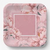 Rosa Blume Teller (Vorderseite)