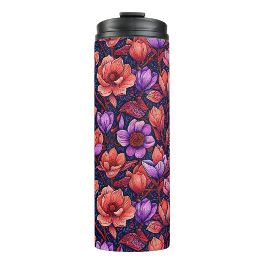 Rosa Blume Thermosbecher (Vorderseite)