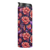 Rosa Blume Thermosbecher (Nach rechts gedreht)