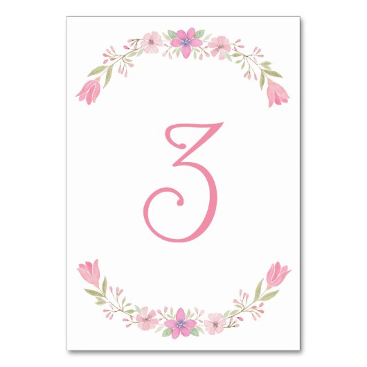 Rosa Blume Tischnummer (Rückseite)