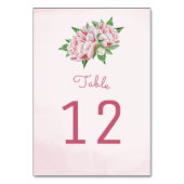 Rosa Blume Tischnummer Cards (Rückseite)