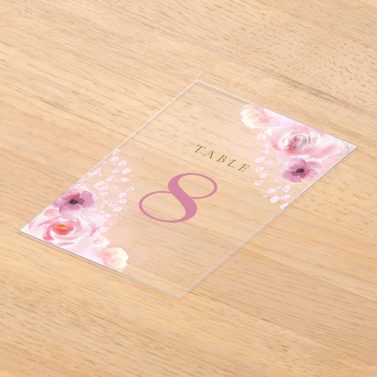 Rosa Blume Tischnummern (Ablage )