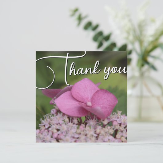 Rosa Blume Titel Grüntext Dankeskarte (Stehend Vorderseite)