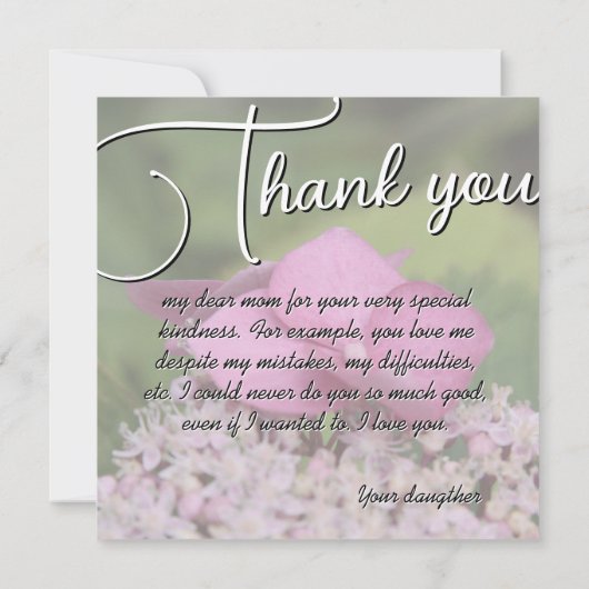 Rosa Blume Titel Grüntext Dankeskarte (Rückseite)