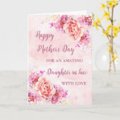Rosa Blume Tochter im Gesetz Glücklicher Muttertag Karte (Gelbe Blume)