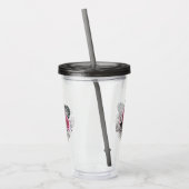 Rosa Blume Tropische Blätter Acryltrinkbecher (Links)