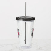 Rosa Blume Tropische Blätter Acryltrinkbecher (Rechts)