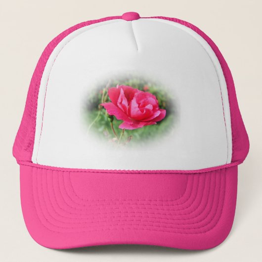 Rosa-Blume Truckerkappe (Vorderseite)