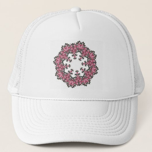 Rosa Blume Truckerkappe (Vorderseite)