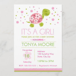 Rosa Blume Turtle Baby Dusche Einladung