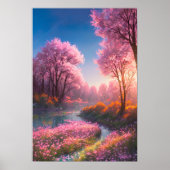 Rosa Blume über dem Waldsumpf Poster (Vorne)