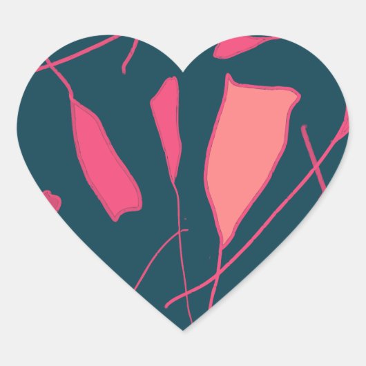 Rosa Blume über schwarzen Hintergrundaufklebern Herz-Aufkleber (Vorderseite)