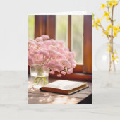 Rosa Blume und Altbuch Karte (Gelbe Blume)