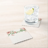 Rosa Blume und Blätter Untersetzer (Vor Ort)