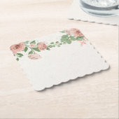 Rosa Blume und Blätter Untersetzer (angewinkelt)